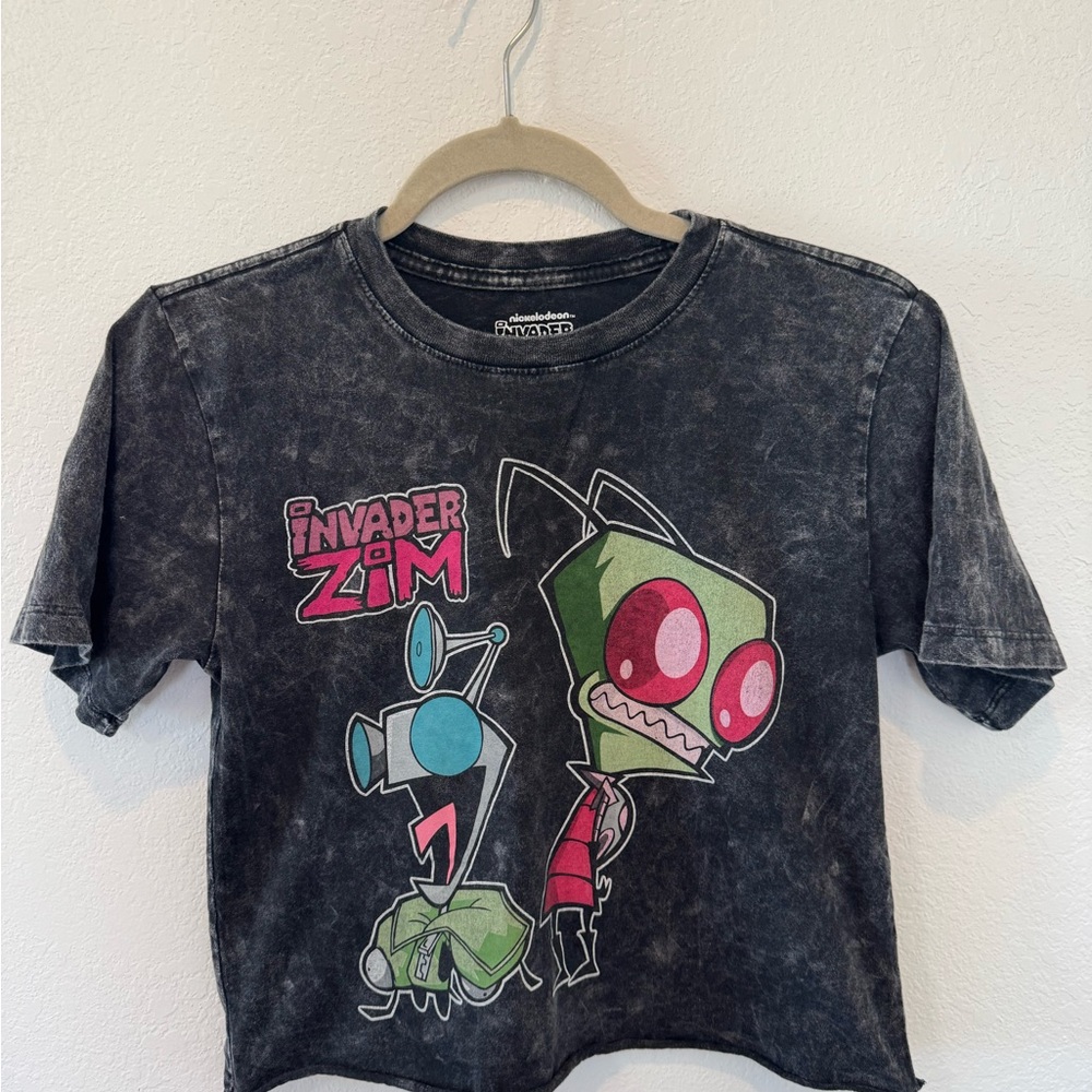 Nickelodeon Invader Zim Black Graphic Tee with Green & Pink Art